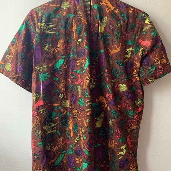 Vintage Retro Animal Print Short Sleeve Button Up - Picture 4 of 5